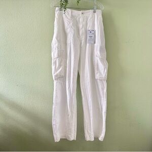 ✨Bershka | White Cargo Pants | Adjustable Waist | Straight-Fit | New With Tags